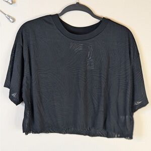 Chaser Black Shadow Cropped Short Sleeve Top XS NWT